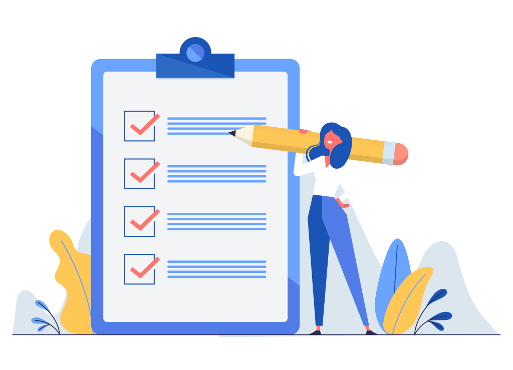 woman filling out checklist vector